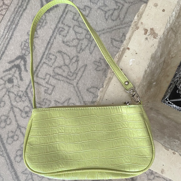 Sage Green Baguette Bag with silver zipper - Picture 3 of 4
